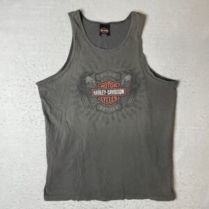 Harley Davidson Cycles Tank Top XL Gray Eagle Graphic Cotton Sleeveless Shirt